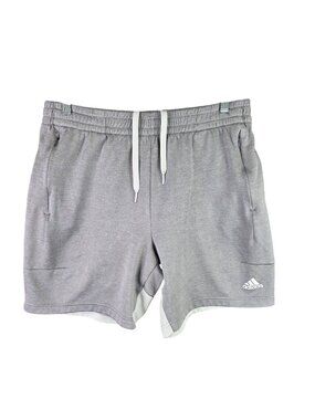 Mens Adidas Gray Athletic Shorts Drawstring Elastic Waist 8" Inseam Size L